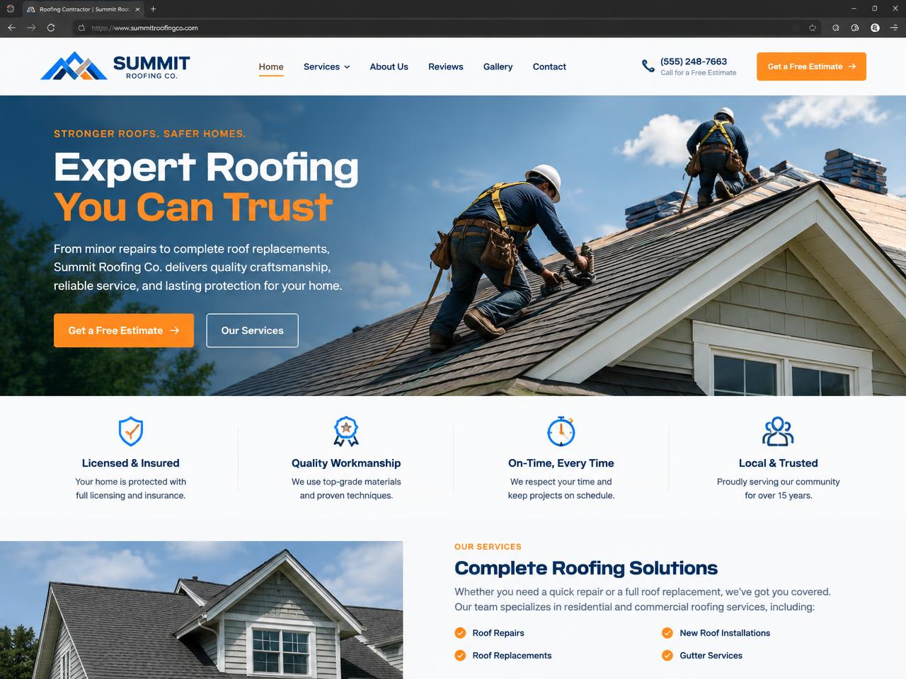 Web de Summit Roofing Co.